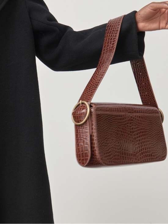 St. Agni Handbags - St. Agni Bianca Croc Shoulder Bag
